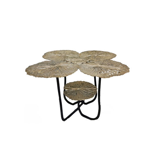 Decorative table with leaf-shaped tops on a white background