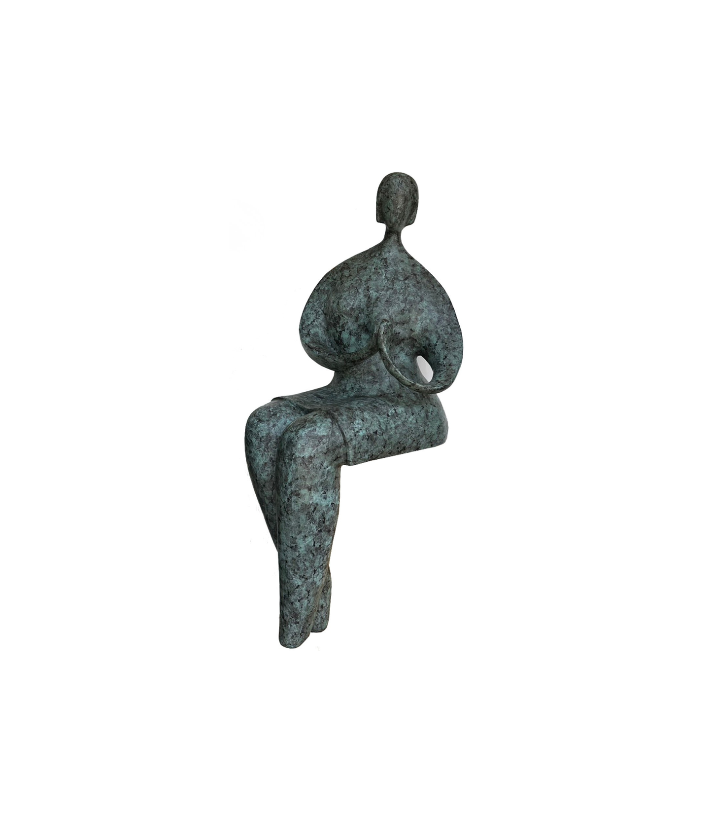 Bronze sculpture of a seated figure on a white background - luxury handmade furniture