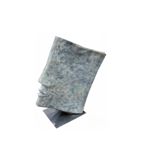 Brass luxury handmade furniture sculpture of a face, perfect for modern luxury decor, on a white background.