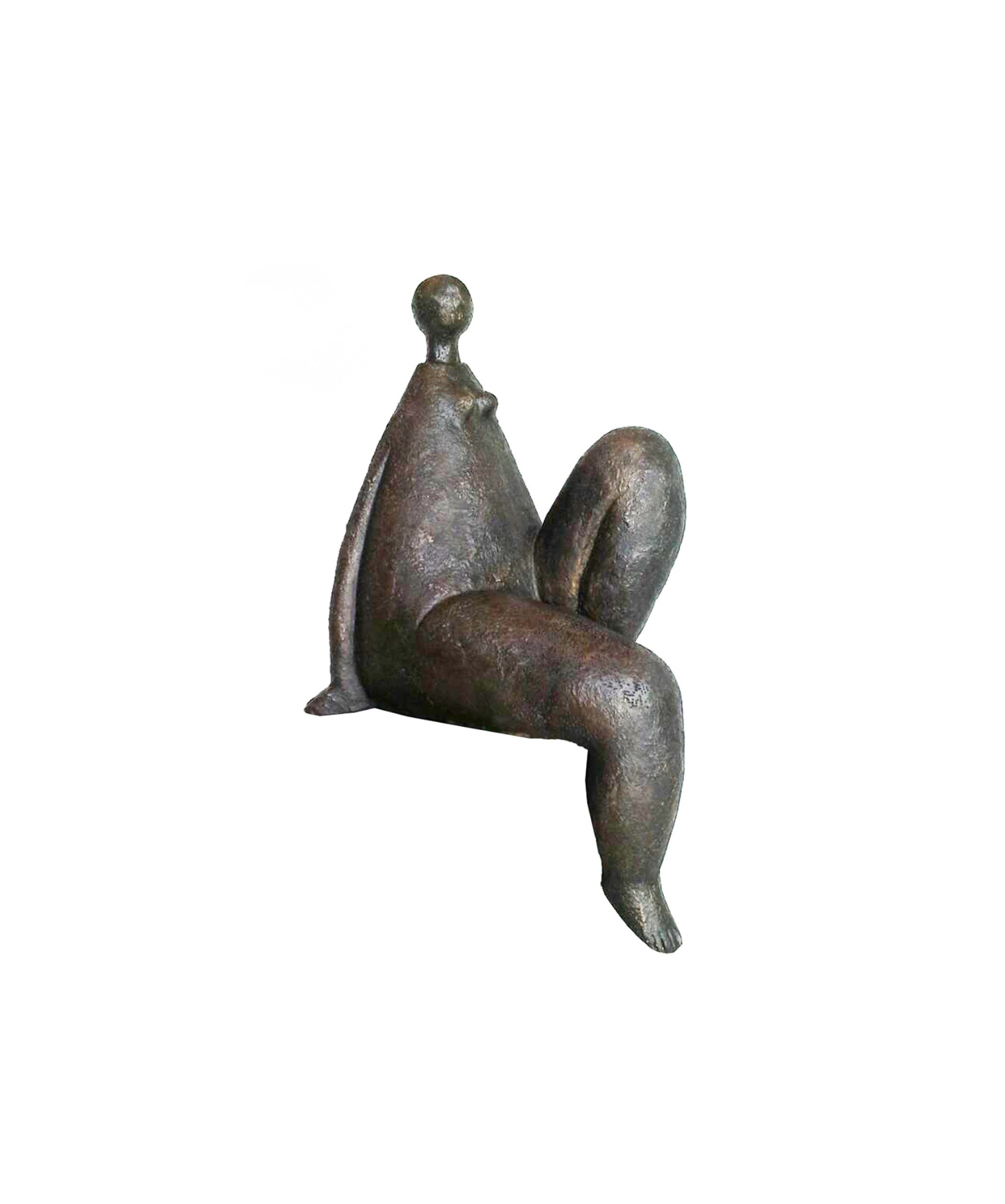 Bronze luxury handmade furniture sculpture of an abstracted figure, ideal for modern luxury decor, on a white background.